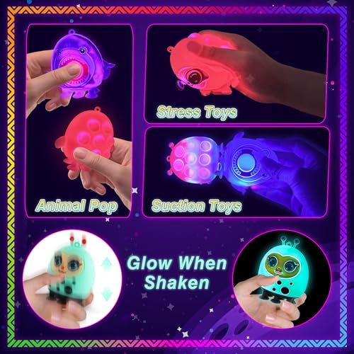 Glow in The Dark Party Favors, Light Up 3D Animal Pop Suction Toys, Silicone Fidget Sensory Toys, Goodie Bag Stuffers, Birthday Gifts, Carnival Prizes, Pinata Stuffers - image 3