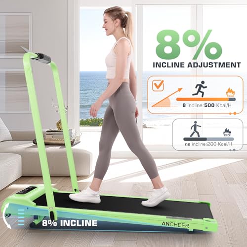 Image of Foldable Treadmill with Incline-Walking Pad with Handle Bar-Portable Walking Pad Treadmill 350+ lb Capacity-Under Desk Treadmills, 4 in 1 Running Machine LED Display /Dual Control