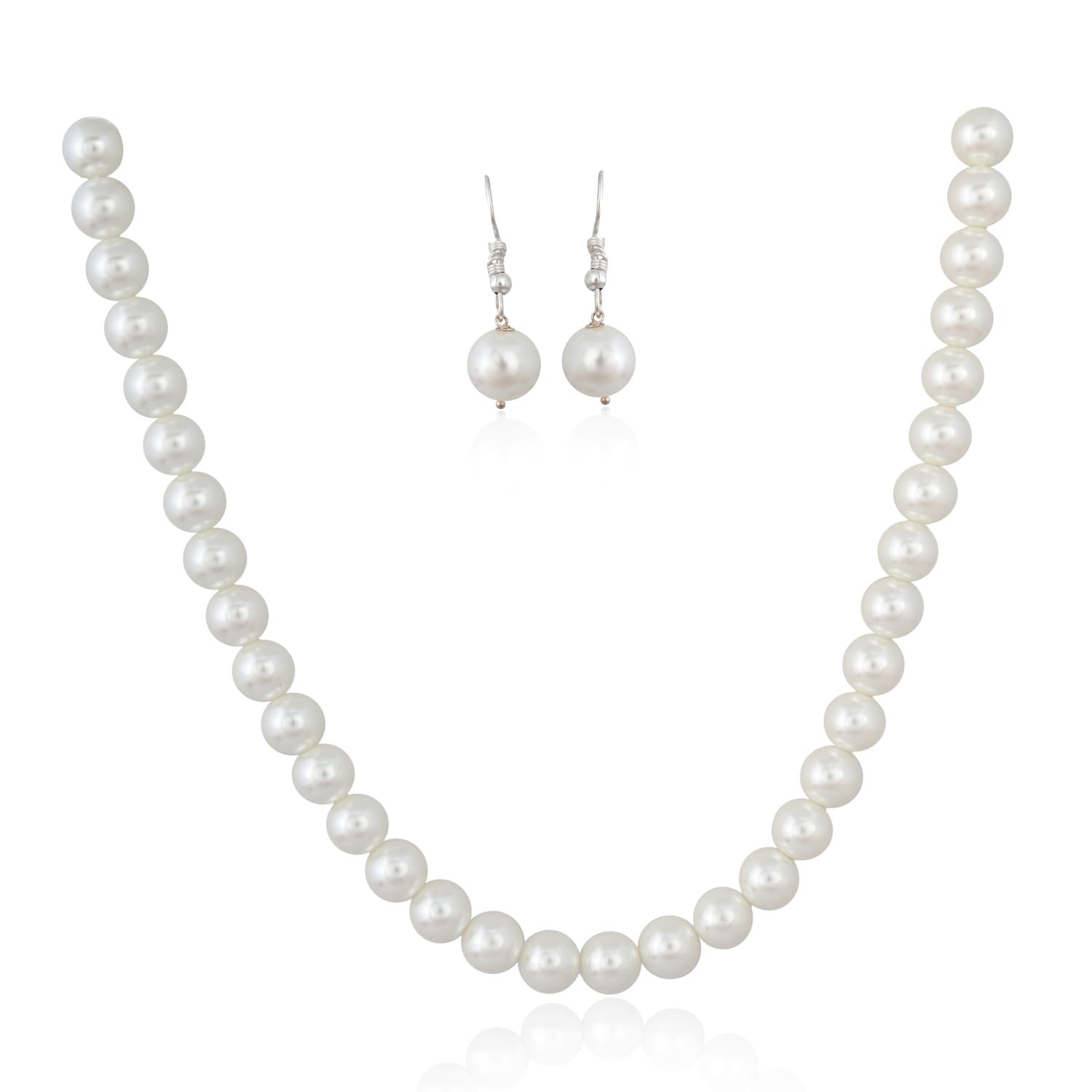 Ratnavali Jewels Imitation Pearl 10MM Bead Pearl Necklace Set Moti Mala Jewellery Set with Earrings for Women Girls(White) (B0DH5BML15) Amazon Price History, Amazon Price Tracker