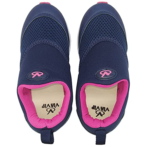 Tênis Infantil Feminino Via Vip S/Cadarço Marinho Pink (Azul, BR, Criança de 9 a 12 anos, Numérico,