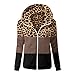 Zilosconcy Sweat à capuche zippé pour femme - Manteau chaud en polaire - Veste en peluche léopard - Décontractée - Cardigan - Outwear - Manteau d'hiver en polaire, marron, M