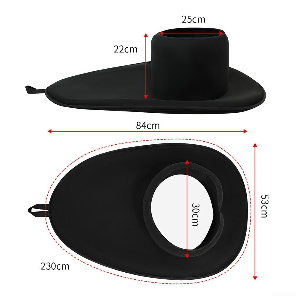 Jupe de kayak imperméable en néoprène pour cockpit de 90 x 52 cm, poignée à dégagement rapide, élastique pour poitrine de 85 à 105 cm, pour sports nautiques, équipement marin