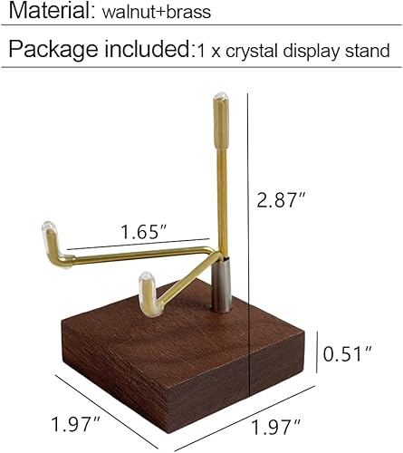 Miniatura 6 de A.B Crew Soporte de exhibición de cristal de latón ajustable con base de madera, soporte de exhibición de roca mineral, caballete de exhibición de