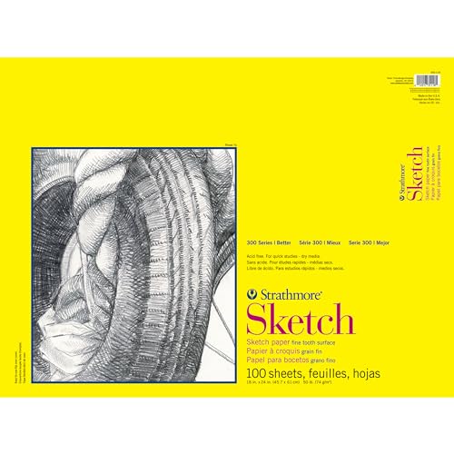 Strathmore 300 Series Sketch Pad, 18x24 inch, 100 Sheets, Glue Bound - Artist Sketchbook for Drawing, Illustration, Art Class Students