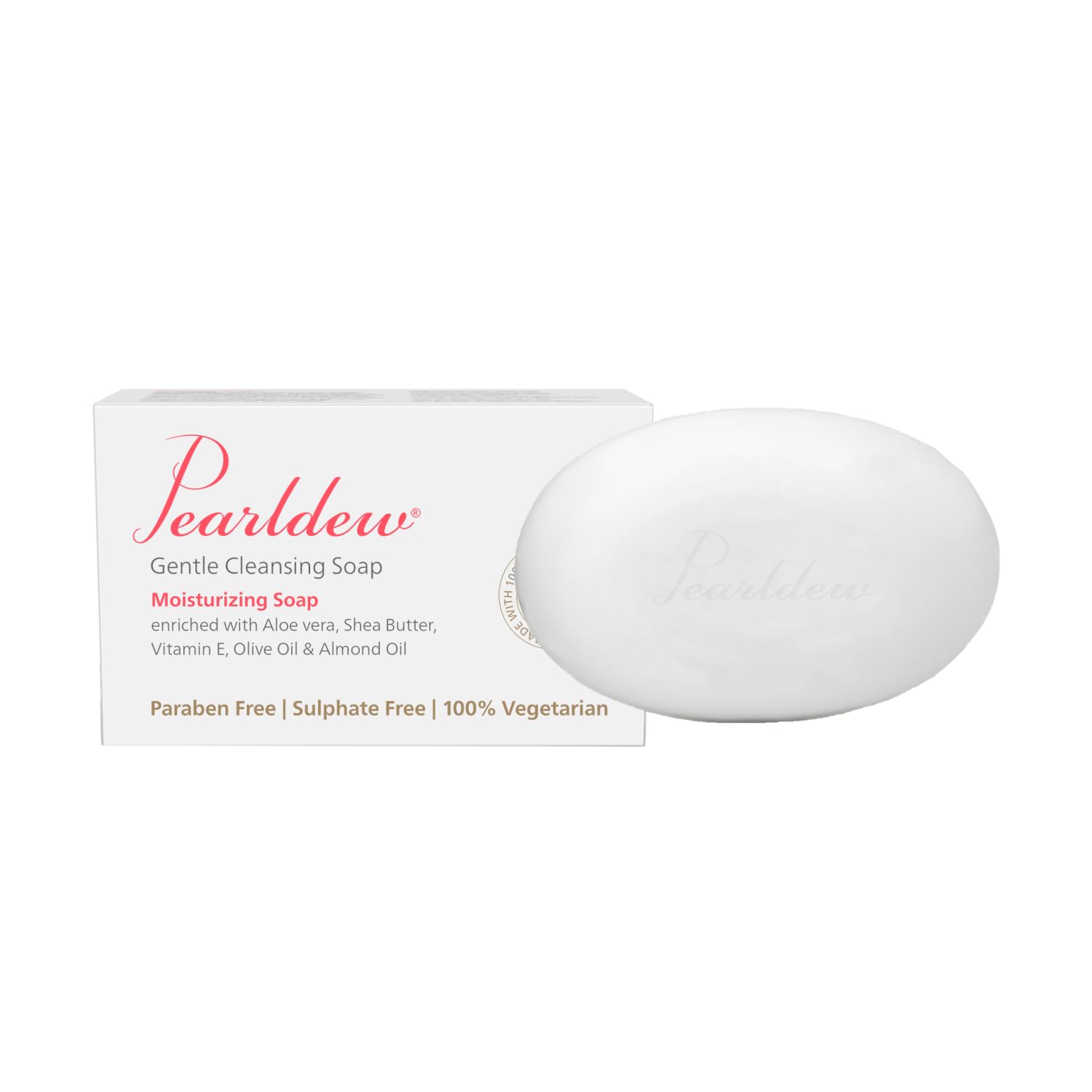Pearldew Moisturizing Soap 100 gm | With Aloe Vera, Shea Butter, Vitamin E, Olive Oil & Almond Oil | Hydrating Bath Soap for Soft, Smooth & Nourished Skin | Gentle Daily Cleansing Bar for Women & Men - (Pack of 1)-image-1