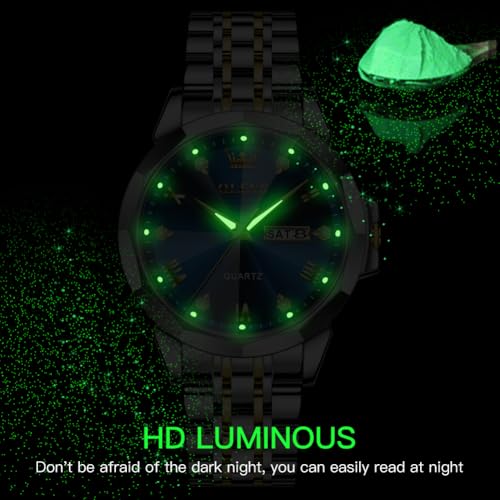 Image of OLEVS Watch for Men Diamond Casual Analog Roman Quartz Stainless Steel Waterproof Luminous Date Calendar Luxury Gifts Wrist Watch