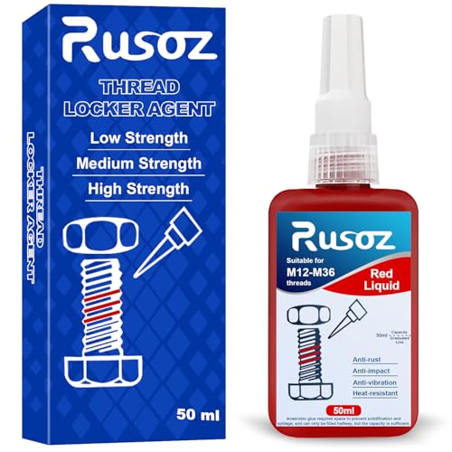 Rusoz Fijador Tornillos Alta Resistencia 50ml Sellador Adhesivo Anaeróbico para Pegar Tornillos Metal Roscas Adhesivo Alta Temperatura Fijador Roscas (Rojo)