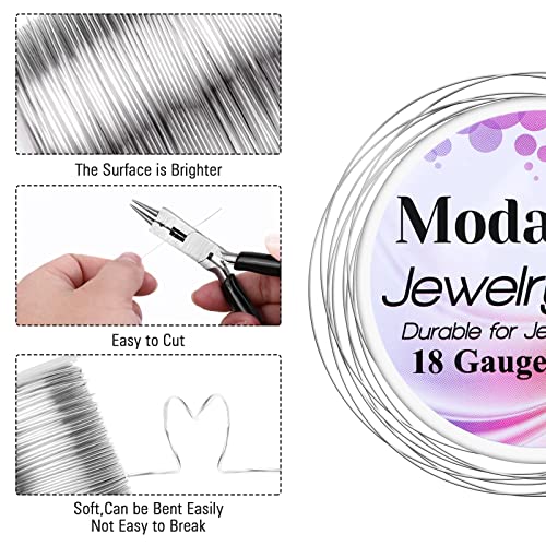 Modacraft 18 Gauge Silver Jewelry Wire & 4-in-1 Pliers Kit - 65FT Anti-Tarnish Craft Wire (1mm) for Wire Wrapping, DIY Jewelry, Christmas Ornaments & Holiday Decor3