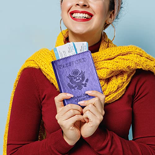 Image of Passport and Vaccine Card Holder Combo, Passport Holder with Vaccine Card Slot, Passport Wallet, Passport Cover, Passport Case, Passport Holder for Women and Men(AKA-Bright purple)