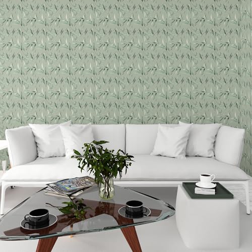 Papel pintado hojas para decoración y reformas de paredes sin obras 7