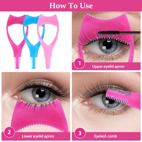 Sibba 3Pcs Mascara Shield Guard, Lashes Buddy, Silicone Upper and Lower Mascara Applicator Lash Guard, False Eyelashes Applicator, Reusable Eye Makeup Tool for Women and Girls (Pink) - Image 6