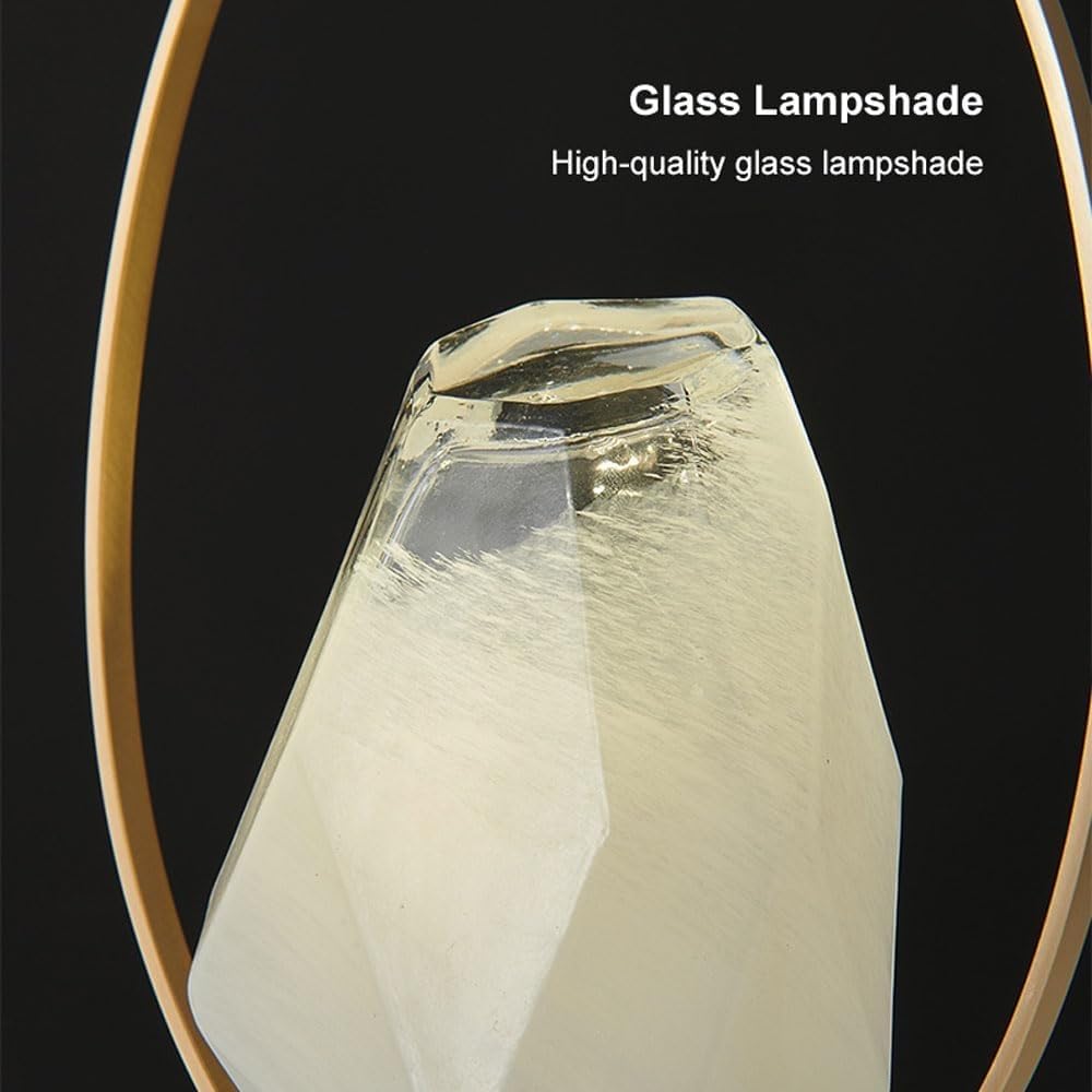 Lampada da tavolo ricaricabile senza fili in vetro diamantato da comodino, in ottone, lampada da scrivania moderna a LED luci da campeggio (scura)