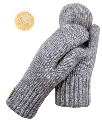 YUHAN PRETTY Winter Mittens for Women Warm Fleece Cozy Knit Thick Thermal Wool Snow Gloves &...