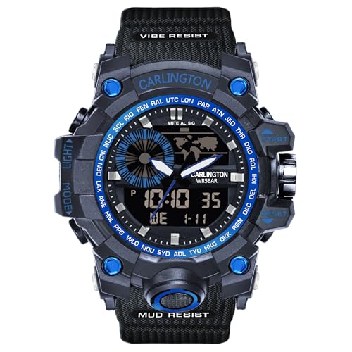 Image of Carlington Analog-Digital Sports Watch: Chronograph, Dual Time, Alarm, Stopwatch, Water-Resistant, Shock-Resistant, Back Light Display- The Perfect Watch for Men and Boys - CT3388