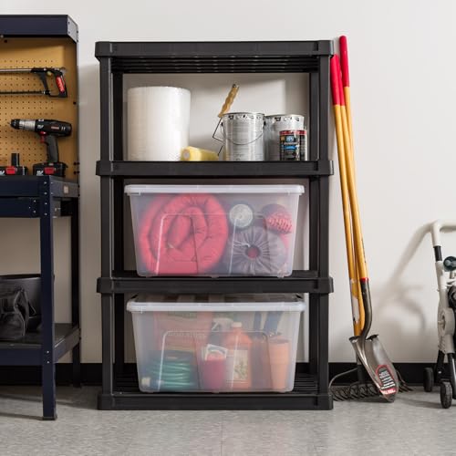 IRIS USA 94 Qt Stackable Plastic Storage Bins with Lids, 2 Pack - BPA-Free, Made in USA - See-Through Organizing Solution, Latches, Durable Nestable Containers, Secure Pull Handle - Clear - Image 6