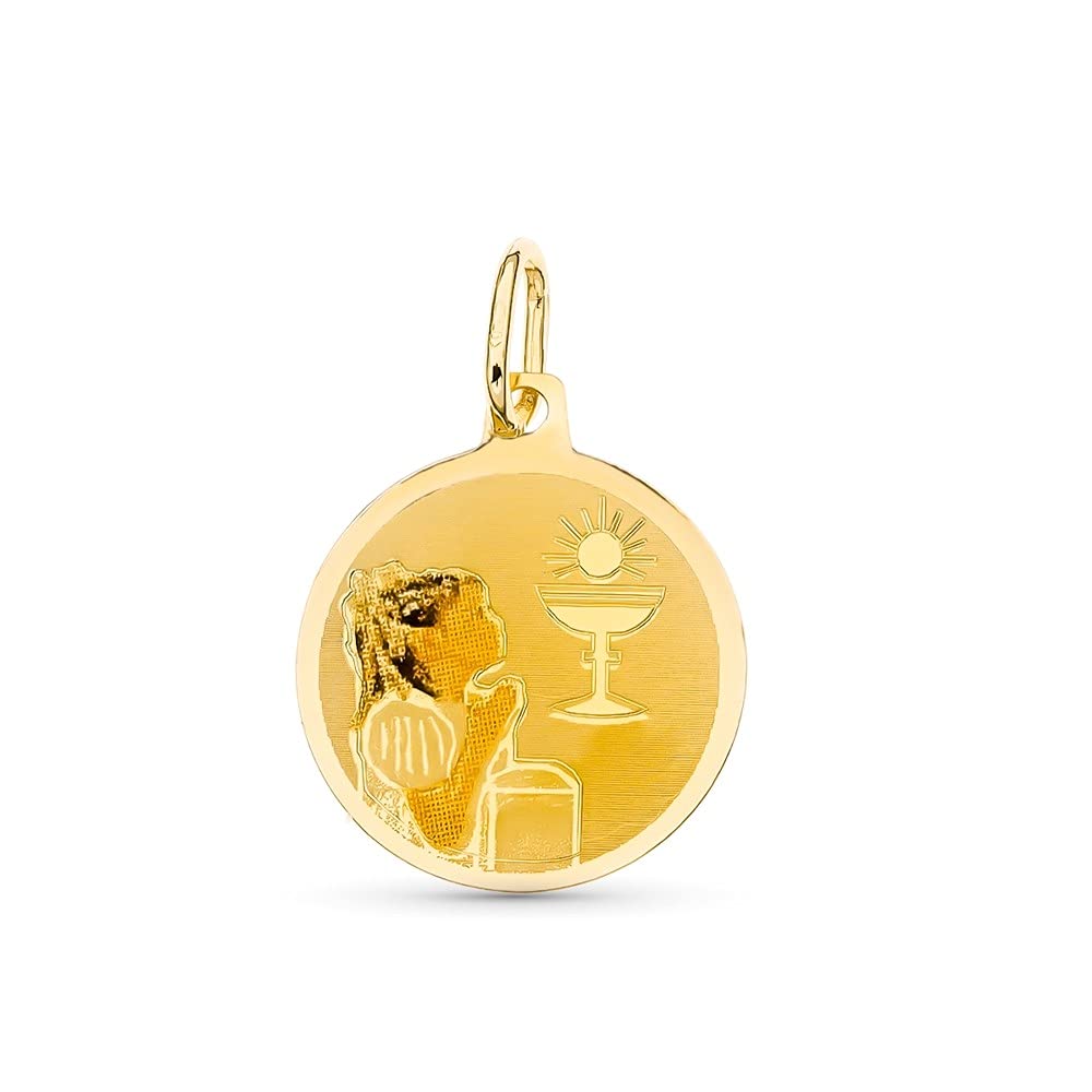 Medalla oro 18k Niña 15 mm. circular esmaltada