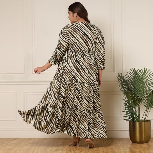 Image of DEEBACO Women's Rayon Wrap Fit and Flare V-Neck Maxi Dress for Woman Festive Fancy|Casual Outfit|Trending Stylish Long One Piece Dresses Women Western (Multicolor)
