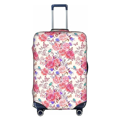 Housse de protection pour valise en polyester lavable blanche motif fleurs taille S