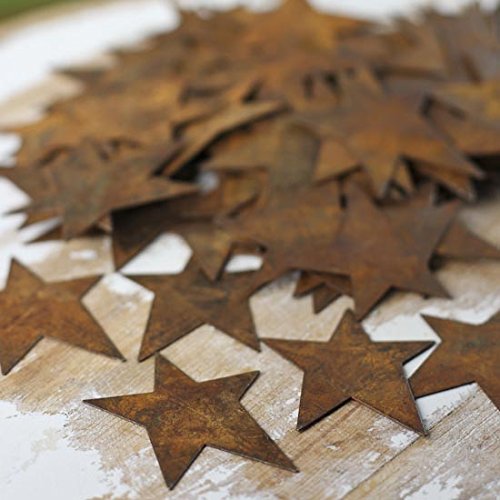 Factory Direct Craft Flat Rusty Tin Primitive Star Cutouts - Rusted Metal Stars For Decorations, Arts And Crafts. (100 Pieces) 1-3/4" L X 1-1/4" W #TOP1