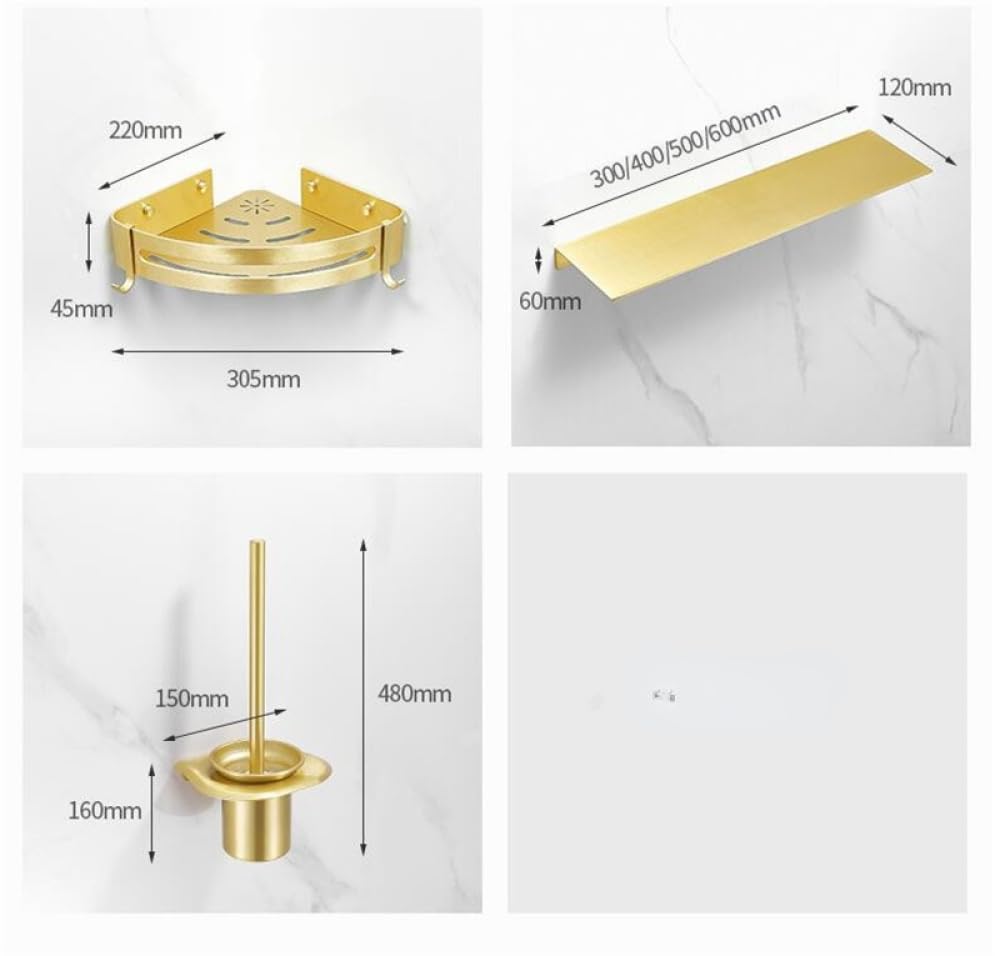 Juego de accesorios de baño cepillados, estante esquinero, soporte para papel higiénico, soporte para cepillo de inodoro, estante cuadrado, kit de accesorios de baño