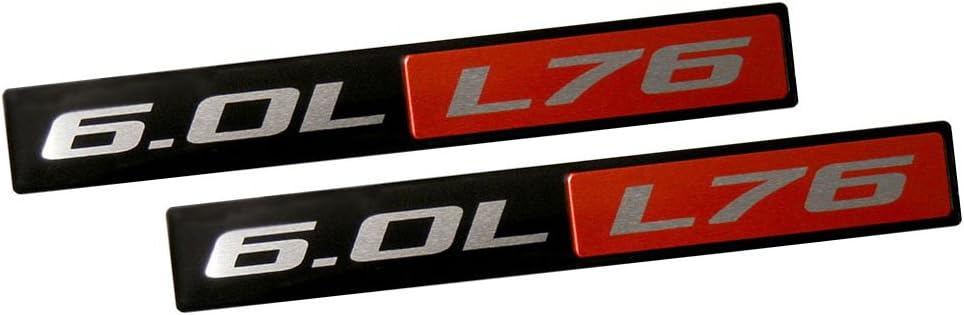 RED Black 6.0L L76 Gt RED Black Engine Fender Emblem Badge Compatible with Chevy Chevrolet Pontiac GM General Motors Holden Special Vehicles HSV (Pack of 2)