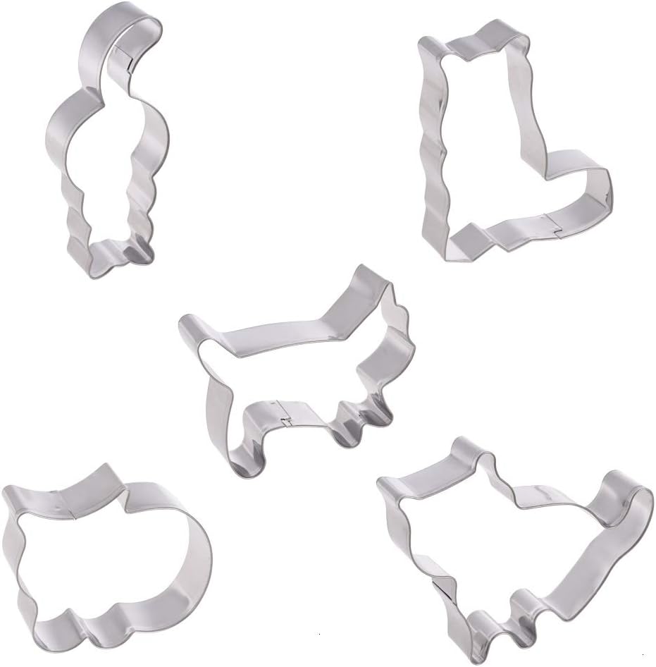 Cookie Cutters, 5 Pack Cat Shape Cookie Cutter Set Stainless Steel Cookie Mold Mould for Home Kitchen Party