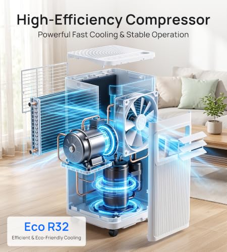 Image of Uthfy 8,000 BTU Portable Air Conditioners, 4-in-1 Portable AC Unit with Cool, Fan, Dehumidifier, Sleep Mode, 24H Timer, Up to 350 Sq.Ft Air Conditioner for Home, Bedroom, Office, Window Kit & Remote