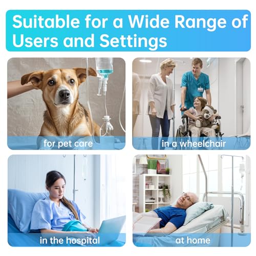 2 Pcs WONDSIGHIN Foldable IV Pole with Portable Bag, Collapsible IV Pole Stand with 3 Nets for Drip Bag, Tripod IV Pole Stand Adjustable, 4 Hooks for Nursing Clinic Home Care Travel, Stable, White
