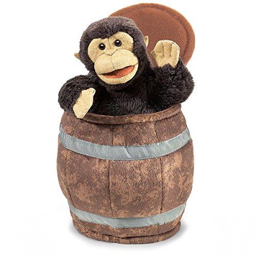 Folkmanis Monkey in Barrel Hand Puppet