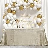 Hahuho 50x80 inch Rectangular Sequin Tablecloth Champagne, Glitter Tablecloth for Bridal Shower Decorations, Birthday, Wedding, Dessert, Banquet（50x80 Inch, Champagne）