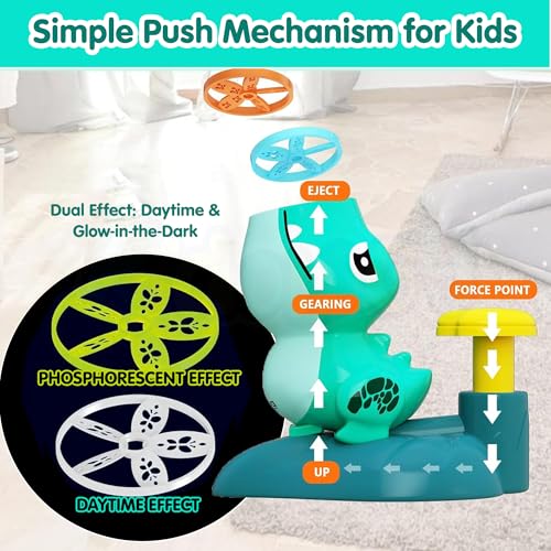 Image of Kidology Duck Disc Launcher, Flying Disc Launcher Toy, Step-On Flying Saucer Launch Toy Set Backyard Games And Activities For Children & Family, Green