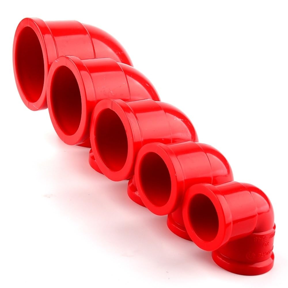Złączki rurowe PCV, 2 szt. 20-50mm czerwona rura pcv 2-drożne złącze 90 stopni nawadnianie ogrodu równe kolanko adapter rurowy armatura rury wodnej(25mm)