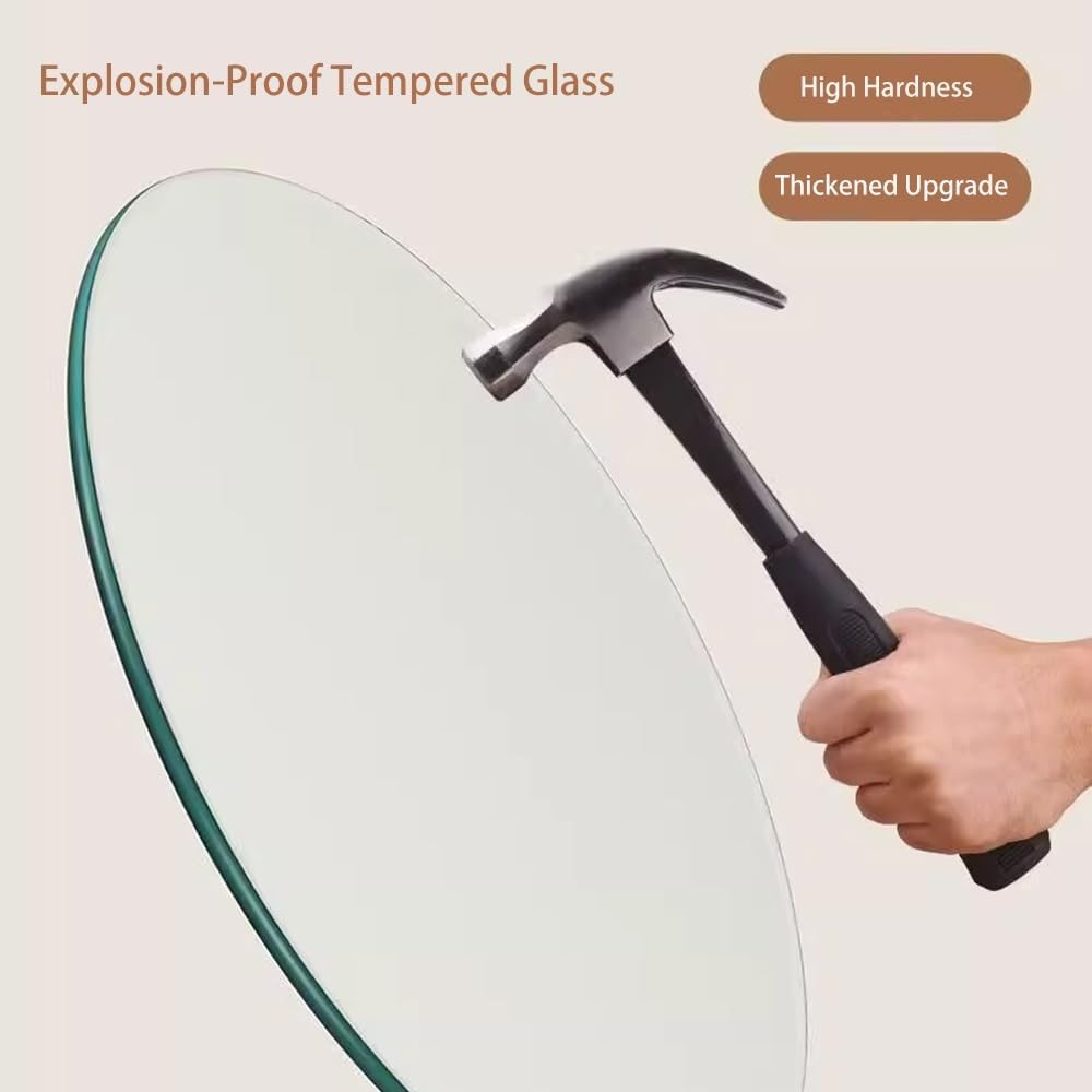 37" Round Glass Table Top, Transparent Tempered Glass with Beveled Polished Edge, Furniture Replacement Parts for Dining Side Coffee(55cm/21.6in)