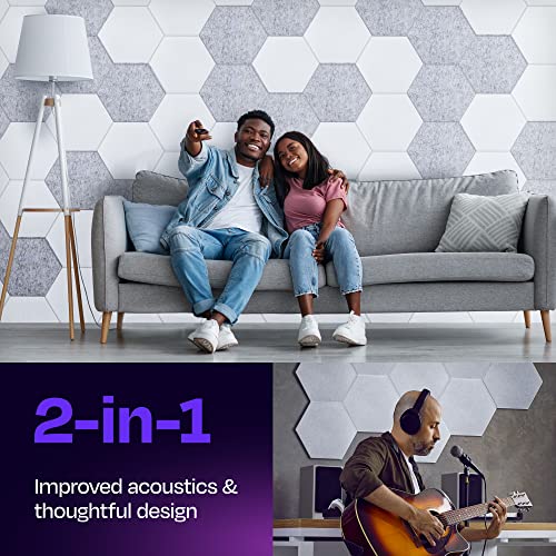 Image of Acoustic Panels 12-Pack Soundproof Wall Panels 14 inchX12.1 inchX0.4 inch Sound Panels High Density Sound Dampening Panels - [White Hexagon]