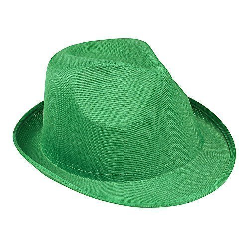 eBuyGB Pack of 10 Unisex Fedora Gangster Panama Trilby Hat Ideal for Fancy Dress or Sun Hat - Green