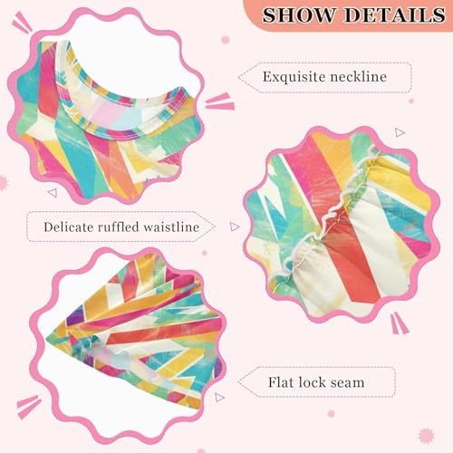 KLL Multicolored Summer Pattern Girls Playwear Dresses Swing Jumper Skirt Comfy Outfits Soft3