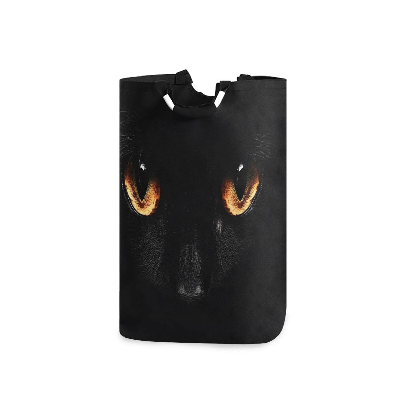 Jihqo Laundry Hamper Basket Black Cat Eyes Collapsible Nursery Storage Bin Waterproof Clothing Baskets for Home Bedroom Bathroom Washing Room
