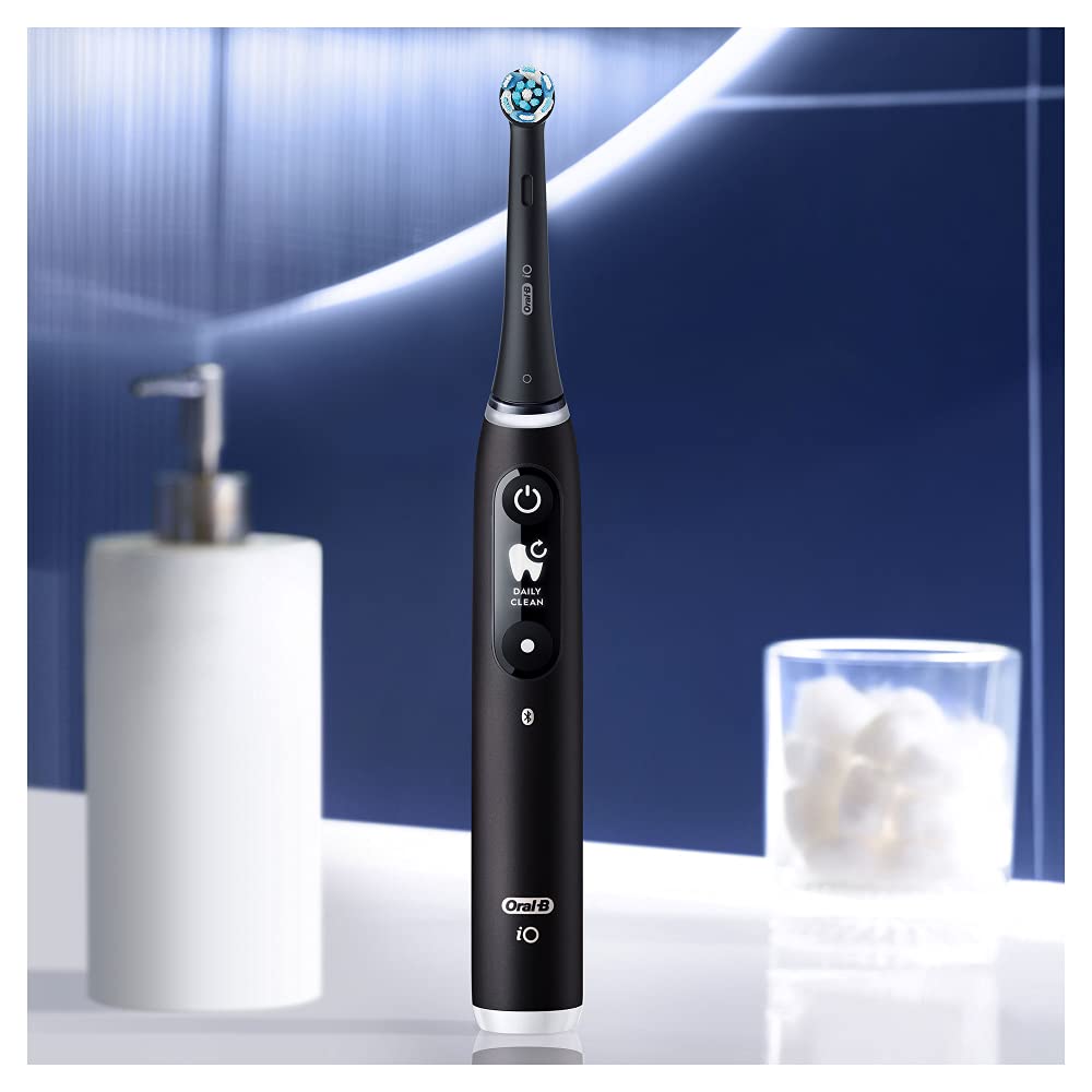 Oral-B iO Series 6 - Cepillo de dientes eléctrico con 2 cabezales (5 modos de cepillado para el cuidado dental, tecnología magnética, pantalla, regalo para él o ella, color negro, lava/rosa y arena