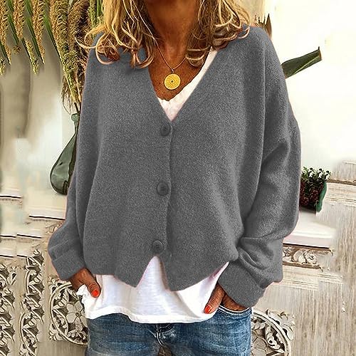 Cardigan Sweaters for Women Button Down V Neck Long Sleeve Knit Soft Solid Sweater Fall Winter Casual Outerwear Coat2