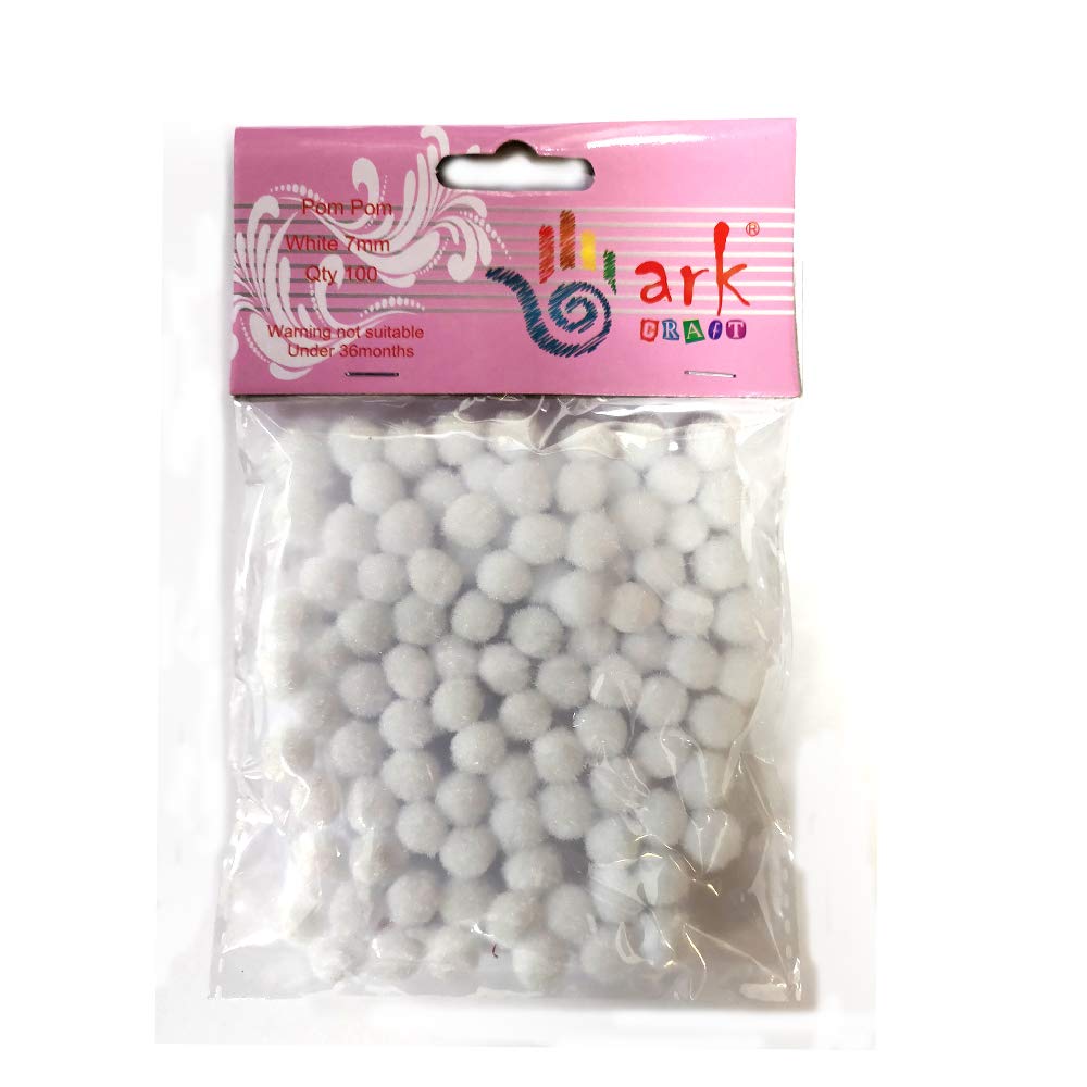 Arkcraft White Pom Poms 7Mm - 100 Pack By