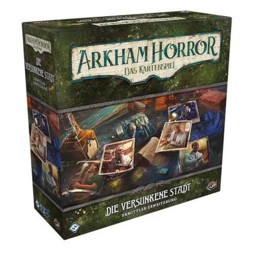 Fantasy Flight Games, Arkham Horror Das Kartenspiel - Die versunkene Stadt, Ermittler-Erweiterung, Expertenspiel, Kartenspiel, 1-4 Spieler, Ab 14+ Jahren, 45 Minuten, Deutsch