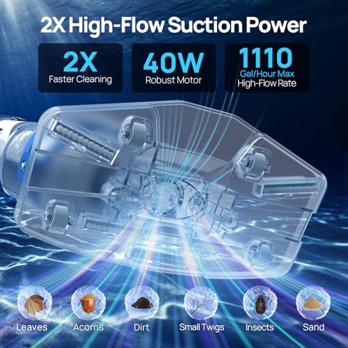 Image of Handheld Pool Vacuum for Above Ground & Inground Pools, Consciot Cordless Rechargeable Pool Cleaner with 1110 GPH Suction, 1H Runtime, See-Through Head, Deep Blue
