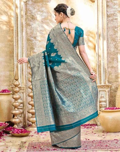 Image of SIRIL Women's Silk Jacquard Banarasi Saree With Unstitched Blouse Piece