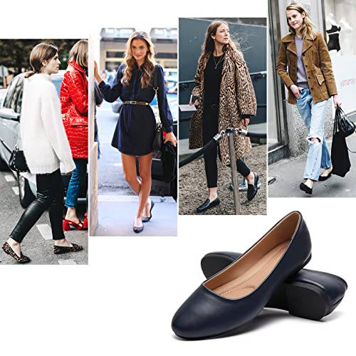 Image of Hash Bubbie Women's Flats Shoes Ballet Flats Dress Shoes Comfortable PU Leather Slip on Shoes for Women