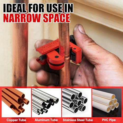 Image of SHALL 4-Piece Tubing Cutter Set, 1 /4'' to 2''OD Heavy Duty Copper Pipe Cutter, 1 /8'' to 7 /8'' Mini Tube Cutter, Deburring Tool & Inner Outer Pipe Reamer for Copper, Aluminum, Stainless Steel, PVC Pipe