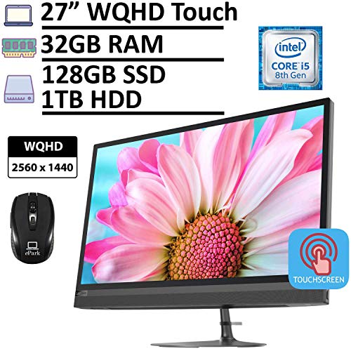 2020 Lenovo IdeaCentre 520-27ICB All-in-one Computer, 27" WQHD (2560x1440) 2K Touchscreen, 8th Gen