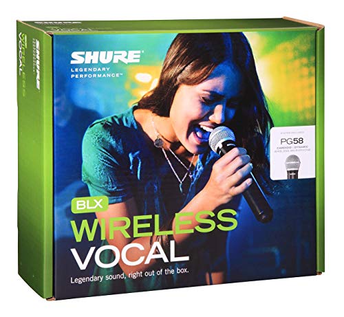 Shure Blx24/Pg58 Uhf Wireless Microphone System - Perfect For Church, Karaoke, Vocals - 14-Hour Battery Life, 300 Ft Range | Includes Pg58 Handheld Vocal Mic, Single Channel Receiver | H11 Band #TOP1