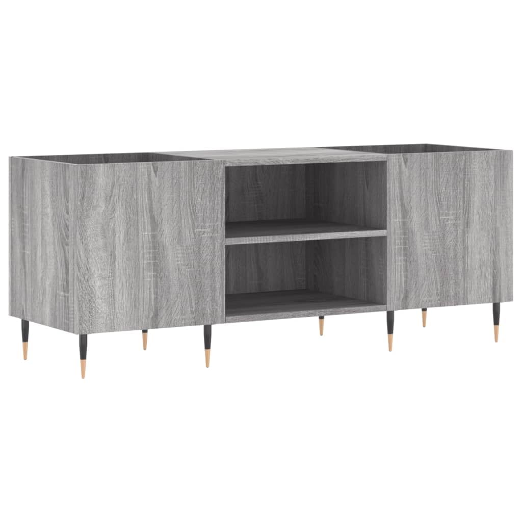 Armadio per dischi grigio Sonoma, 121 x 38 x 48 cm, in vinile, in legno e metallo, per giradischi e dischi LP