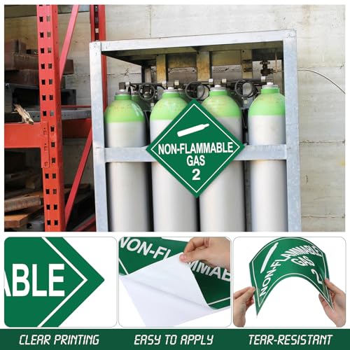 Image of 25 Pcs 2.2 Non-Flammable Gas Placard Stickers, 10.75 inch x 10.75 inch Removable Non-Flammable Gas Hazard Labels Self-Adhesive Vinyl for Short-Term Applications
