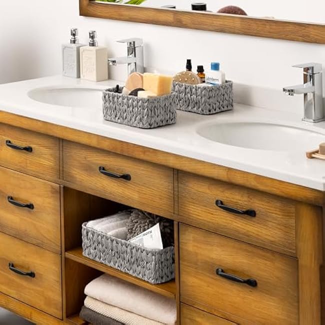 GRANNY SAYS Wicker Storage Baskets for Shelves, Wicker Baskets for Organizing, Small Baskets for Vanity, 3 Pack